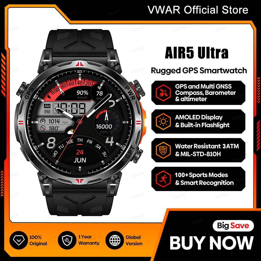 Watch Vs Smartwatch - 2025 신형 VWAR GPS 스마트워치 1.56인치